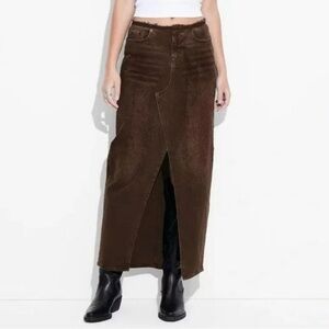 Wild Fable Brown Ruched Pencil Maxi Skirt